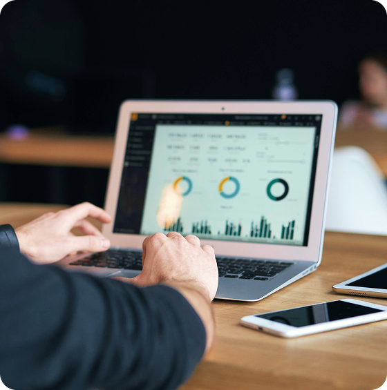 Laptop with Charts